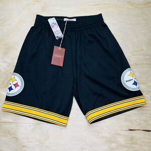 NEW MD Pittsburgh Steelers Mitchell Ness NFL Team ID Mesh Shorts Throwback